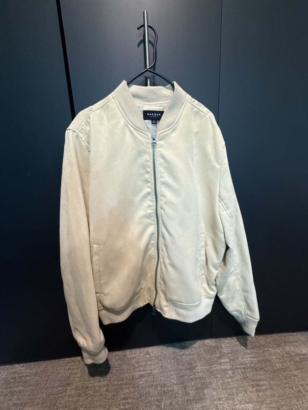PacSun Los Angeles Cream Faux Suede Bomber Jacket Size XL